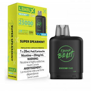 LEVELX Boost G2 FlavourBeast POD AUG2024 RENDER FAM 20mg SuperSpearmint.png