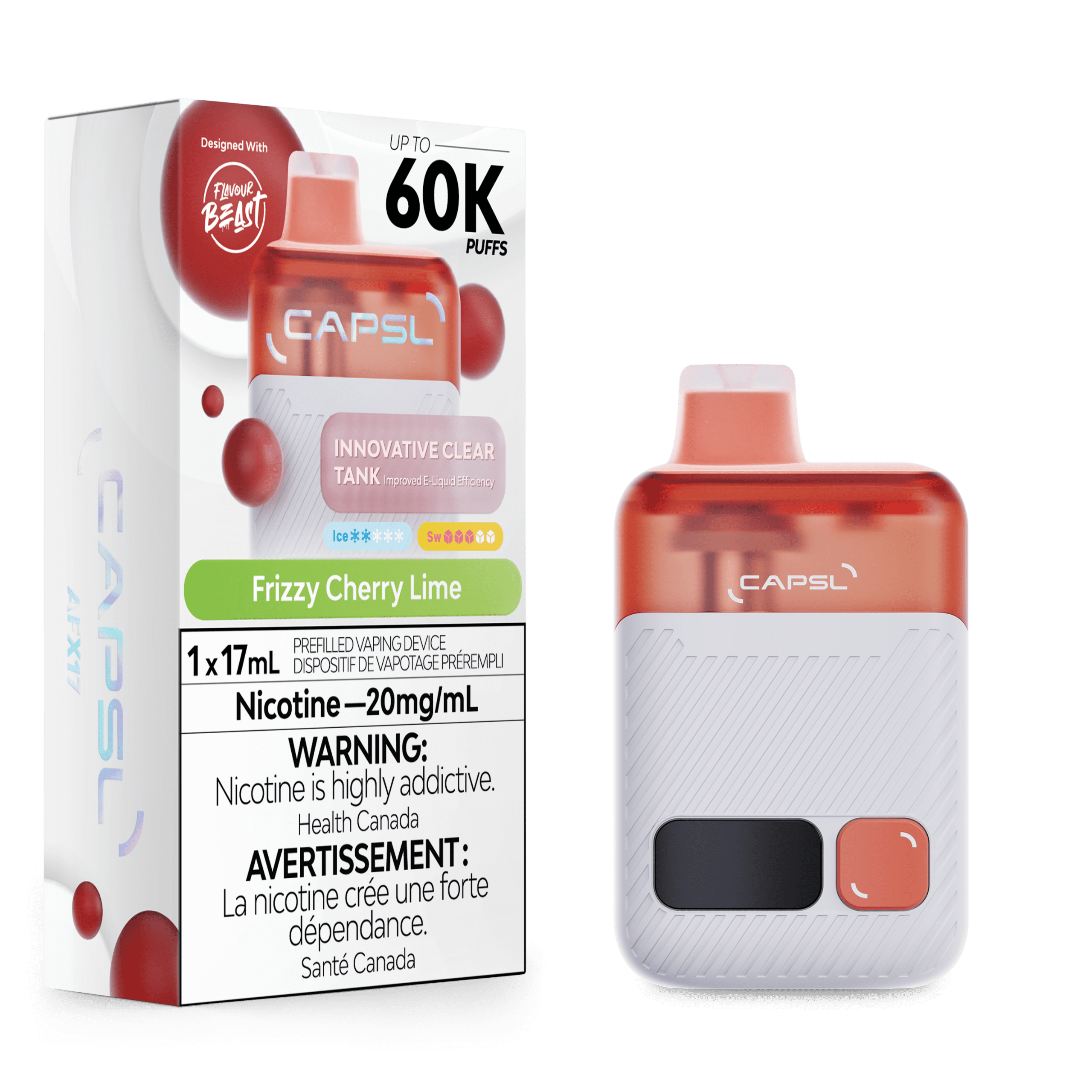 Puffin Vape | CAPSL AFX17 60k Disposable CAPSL DEC2025 RENDER FAM 20mg FrizzyCherryLime.png