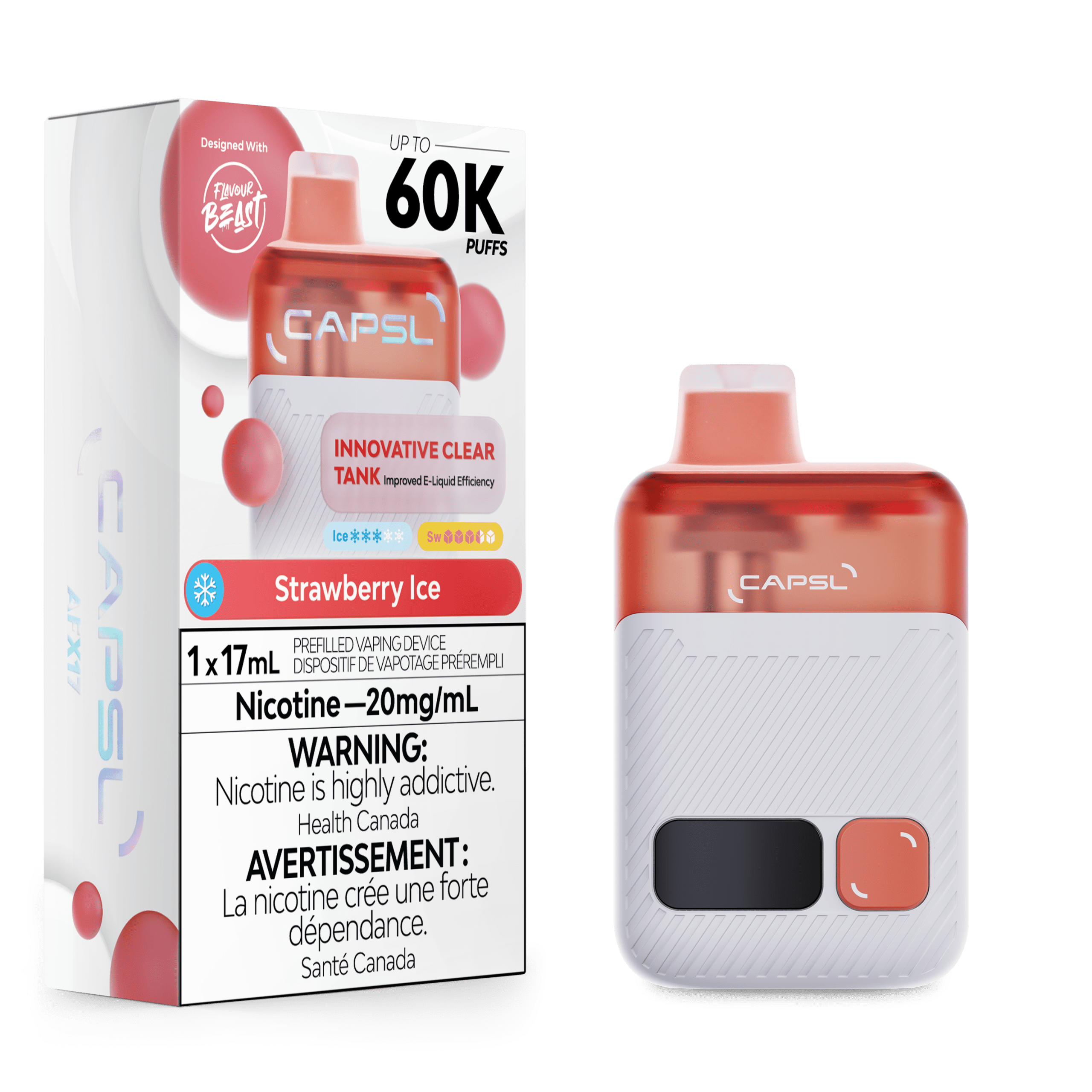 Puffin Vape | CAPSL AFX17 60k Disposable CAPSL DEC2025 RENDER FAM 20mg StrawberryIce.png